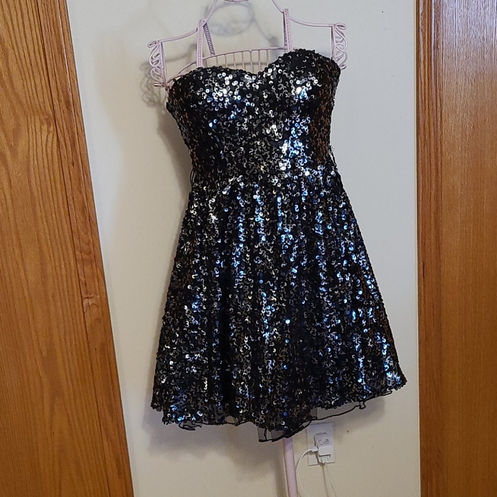 Sequence black strapless dress